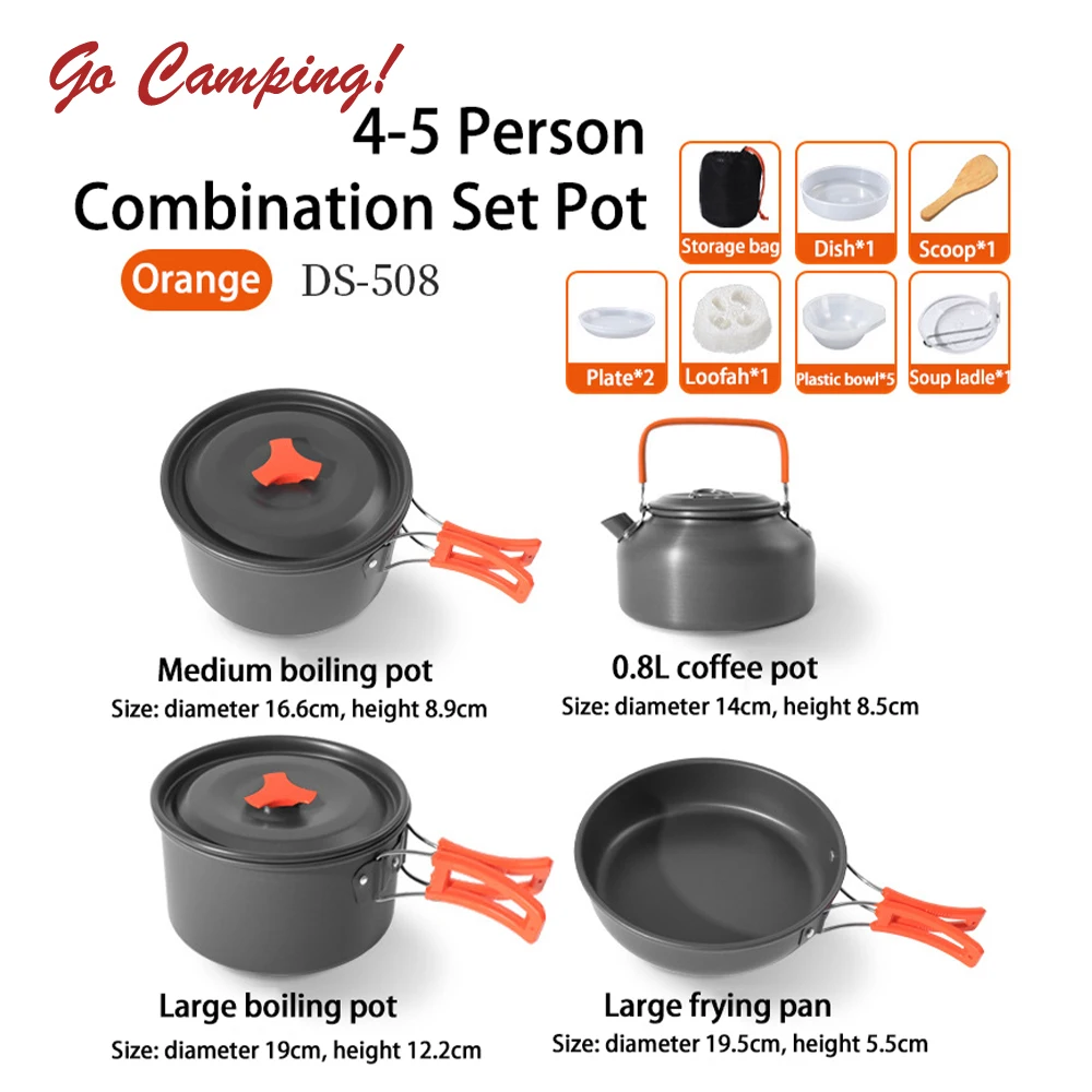 Outdoor Multifunctional Camping Set Pot 4-5 Person Mountaineering Picnic Tableware Lightweight Portable Combination Pot Cookware
Outdoor Multifunctional Camping Set Pot 4-5 Person Mountaineering Picnic Tableware Lightweight Portable Combination Pot Cookware