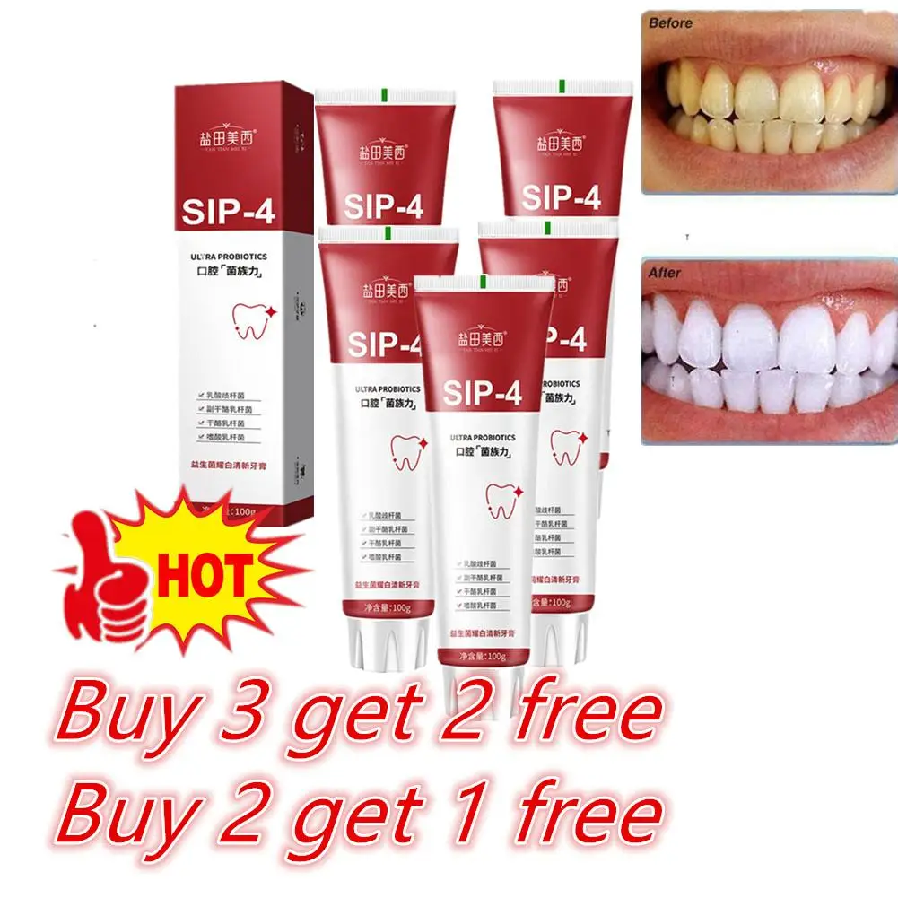 

1-5x Probiotic Whitening & Stain Removal Toothpaste Brighten Teeth Fresh Breath Improve Yellow Teeth Family Pack For Men & Women
