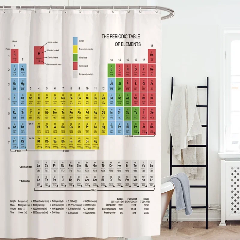 Hot New Periodic Table of Elements Shower Curtains Waterproof 3D Print White Fabric Bath Curtain for Bathroom Decor with Hooks 
Hot New Periodic Table of Elements Shower Curtains Waterproof 3D Print White Fabric Bath Curtain for Bathroom Decor with Hooks