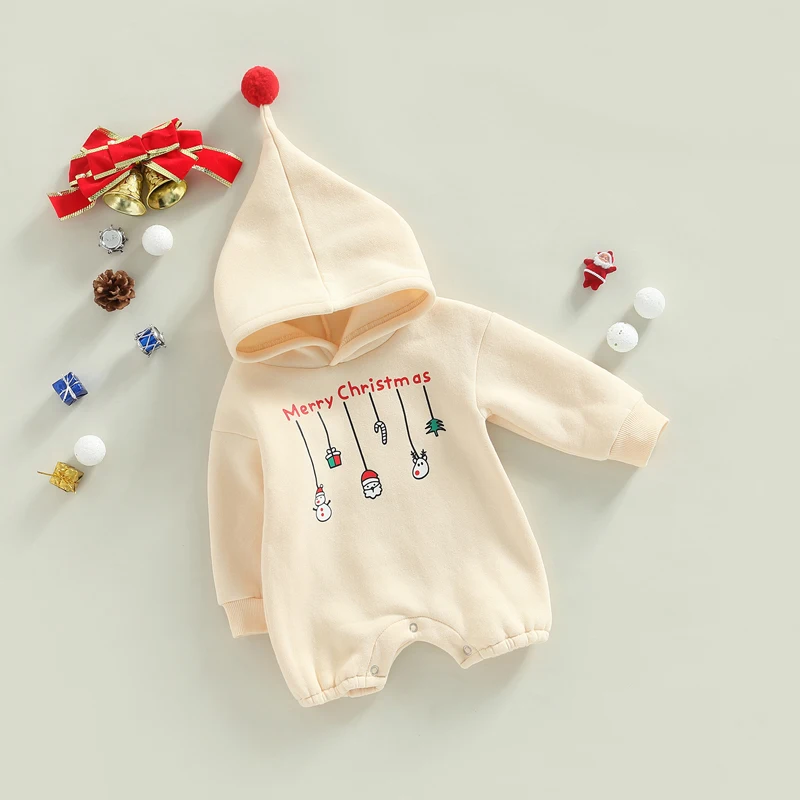 Baby Boy Girl Sweatshirt Hoodie Romper Infant Christmas Letter Print Hooded Jumpsuit Long Sleeve Bodysuit
Baby Boy Girl Sweatshirt Hoodie Romper Infant Christmas Letter Print Hooded Jumpsuit Long Sleeve Bodysuit