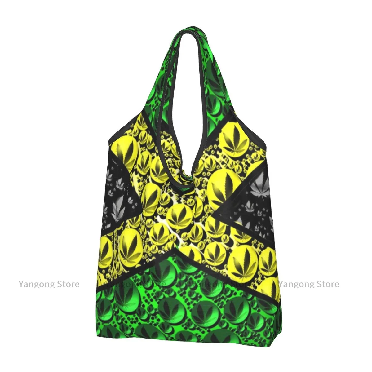 

Shopping Bag Jamaican Flag Eco-friendly Folding Reusable Portable Shoulder Handbag for Travel Grocery Bag