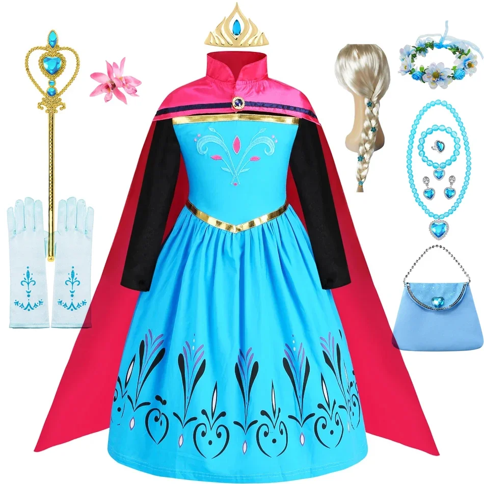 

Платье Эльзы для девочек, Детский костюм для косплея на Хэллоуин, детские платья принцессы, элегантная одежда для карнавала и дня рождения, на Возраст 3-10 лет