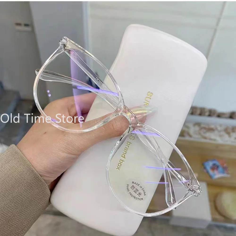 Monture de lunettes d'ordinateur transparente pour hommes et femmes, lunettes rondes anti-lumière bleue, lunettes occultantes, verres optiques 1