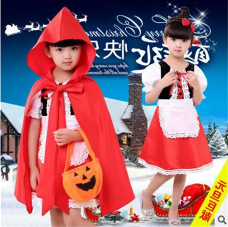 

Рождественские детские ранние сказки для девочек для выступлений на Хэллоуин маленькое красное платье с капюшоном для верховой езды