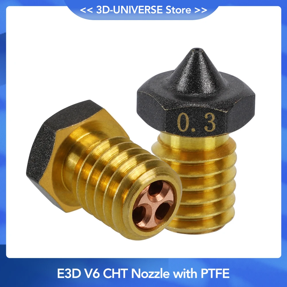 

1/2PCS PTFE Coated CHT Nozzle E3D V6 Brass Non Stick Filament 0.3mm 0.4mm 0.8mm 1.2mm High Speed Flow Nozzles 3D Printer Parts