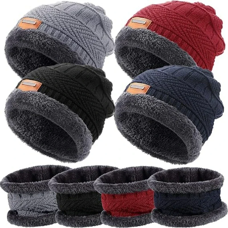 

Winter Beanie Hat for Men Fleece Scarf Women Knitted Hat Warm Cap Thick Wool Neck Warmer Scarf Balaclava Mask Skullies Beanies
