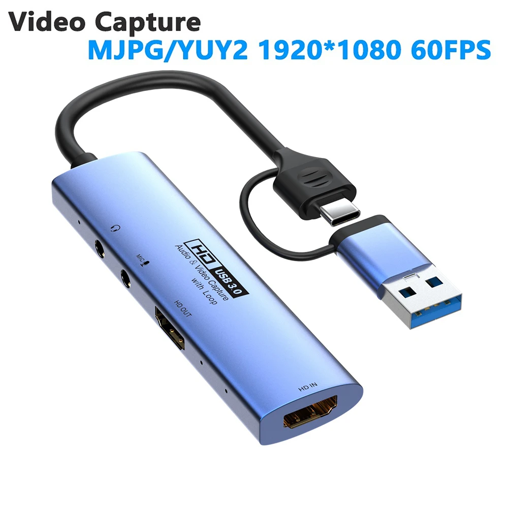 

MS2131 USB3.0 Type-C Video Capture 1080P 60FPS Recording With 4K30Hz HD Loop Out For Camera PC PS4 Game Live Streaming Broadcast