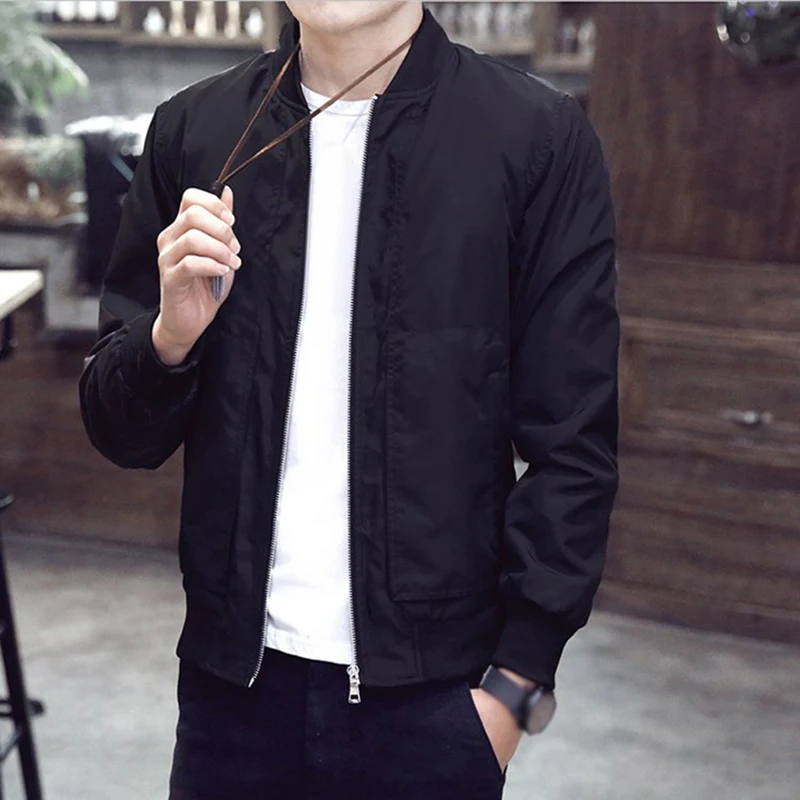 New High Quality Men's Casual Black Thin Slim Fit Stand Collar Long Sleeve Zip Jacket Coat Top Windproof Jackets Streetwear
New High Quality Men's Casual Black Thin Slim Fit Stand Collar Long Sleeve Zip Jacket Coat Top Windproof Jackets Streetwear
