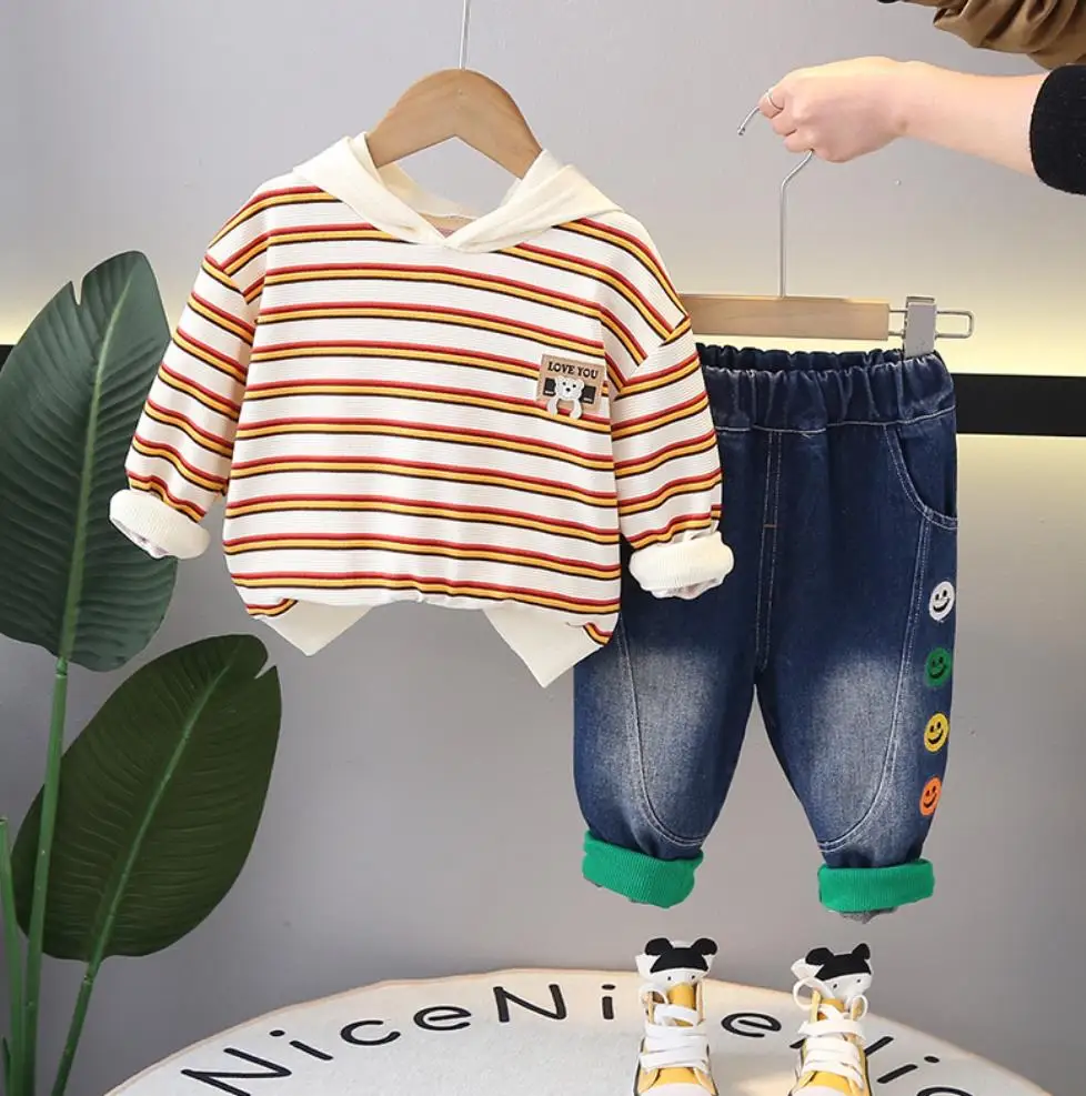 New Fashion Baby Kids Clothes 1 to 5 Year Girls Causal Cartoon Stripe Hooded Hoodies T-shirts and Pants Toddler Boys Outfits Set
New Fashion Baby Kids Clothes 1 to 5 Year Girls Causal Cartoon Stripe Hooded Hoodies T-shirts and Pants Toddler Boys Outfits Set