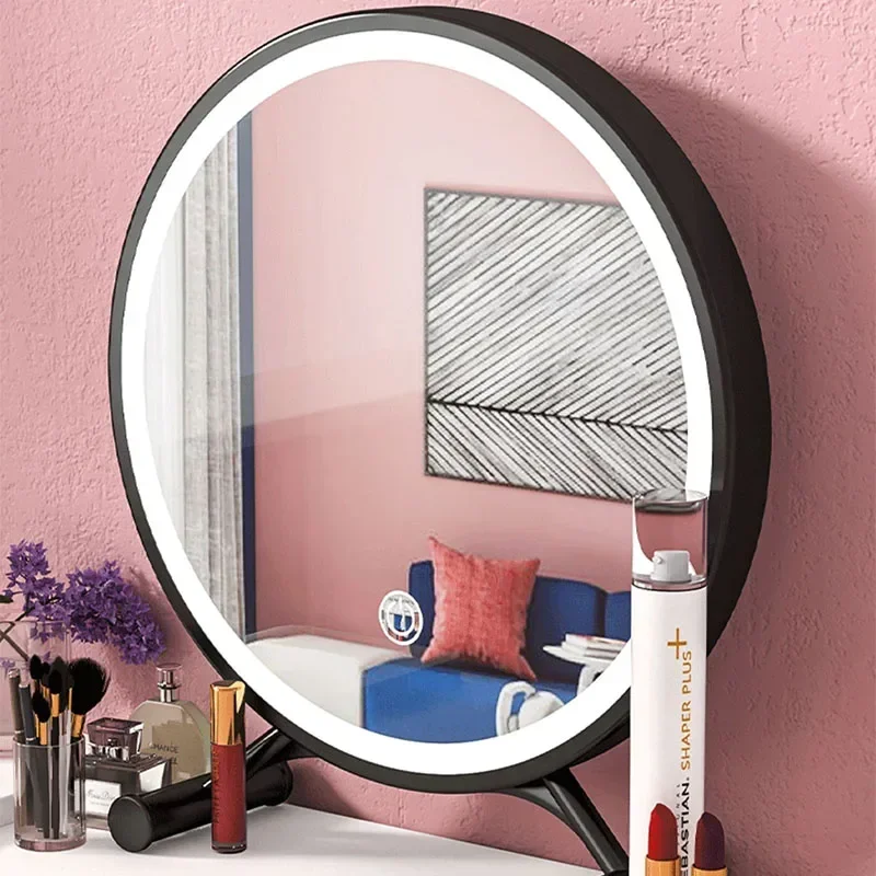 

Светодиодное косметическое корейское зеркало для ванной комнаты декоративная мебель для туалетного столика дизайнерские стоячие круглые аксессуары домашние зеркала