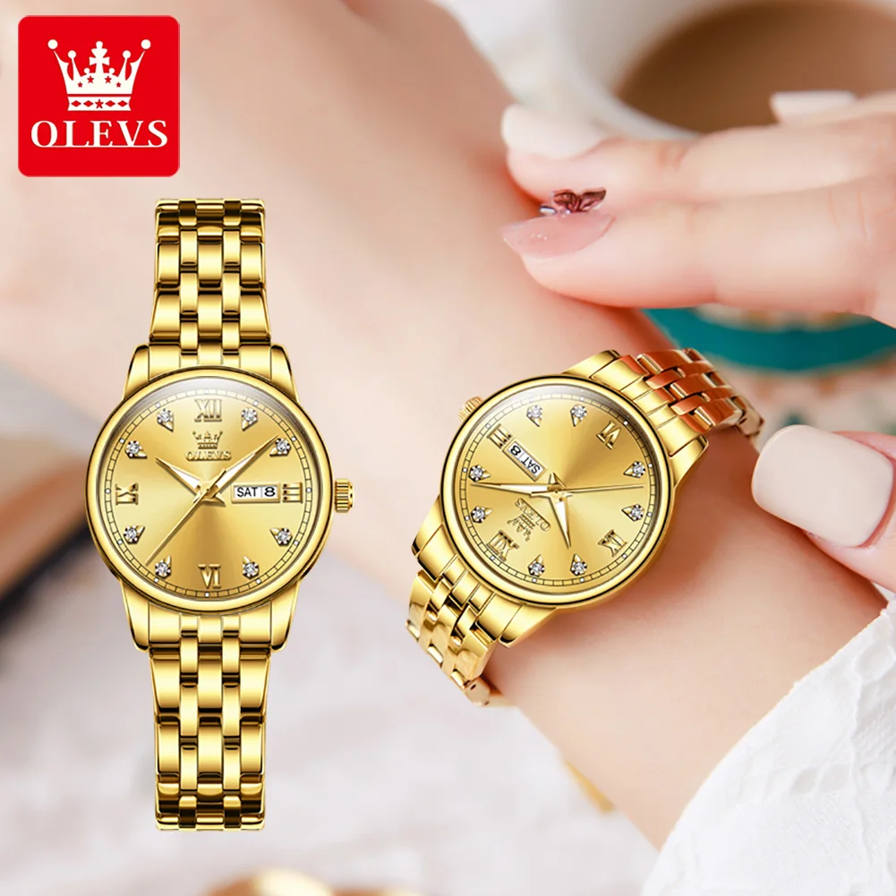 

Luxury Elite Golden Ladies Watches 30M Water Resistance Calendar Luminous Hands Diamond Women Fashion Quartz Watch Gift Set