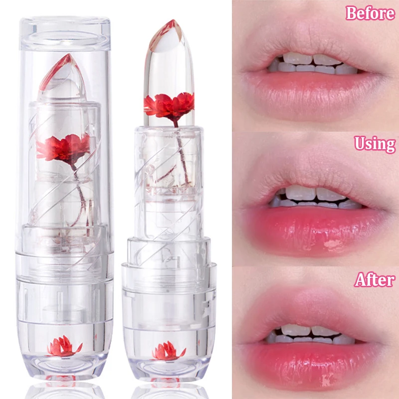 Flower Jelly Transparent Changes Color Lipstick Waterproof Discoloration Lipstick Lips Lasting Moisturizing Lip Blam Cosmetics 
Flower Jelly Transparent Changes Color Lipstick Waterproof Discoloration Lipstick Lips Lasting Moisturizing Lip Blam Cosmetics