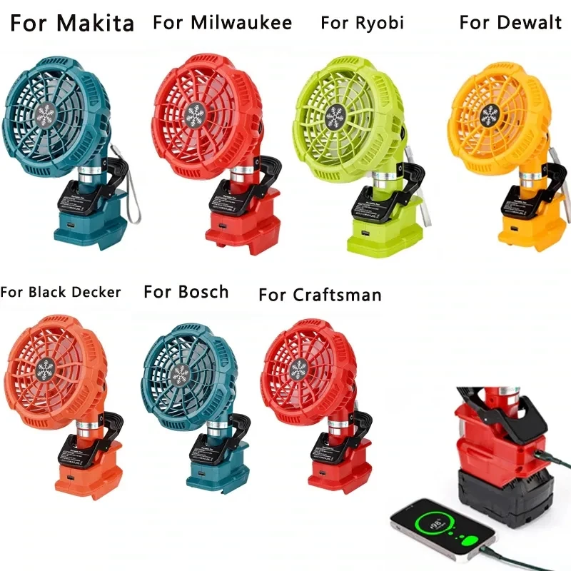 For Makita Milwaukee Bosch Dewalt Ryobi Black & Decker Craftsman 18V Li-ion Battery Fan With Clip USB Household Outdoor Workshop
For Makita Milwaukee Bosch Dewalt Ryobi Black & Decker Craftsman 18V Li-ion Battery Fan With Clip USB Household Outdoor Workshop
