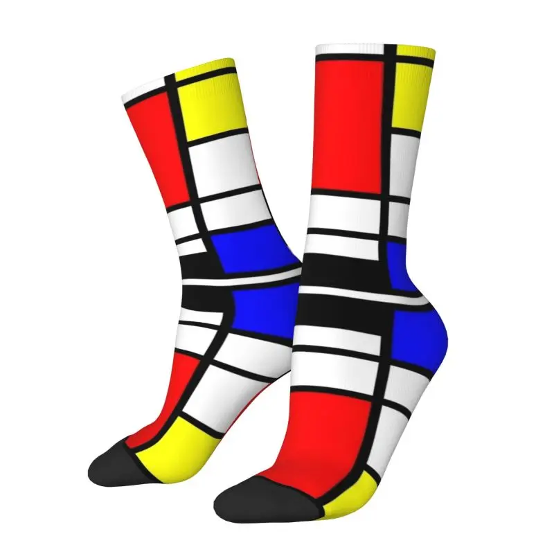 

Minimalist De Stijl Geometric Pattern Socks for Women Men Stretchy Summer Autumn Winter Piet Mondrian Abstract Art Crew Socks