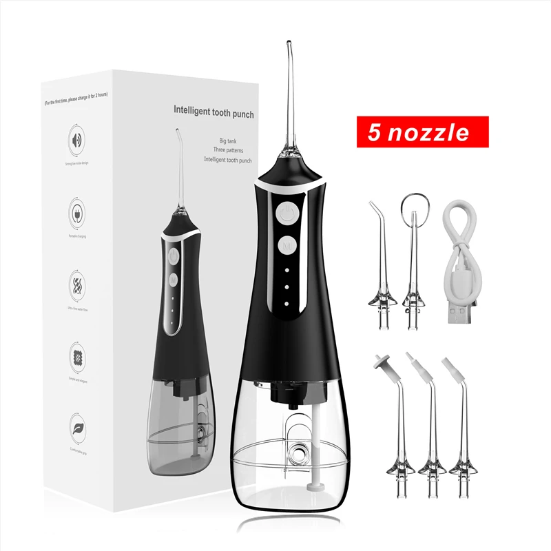 Portable Oral Irrigator Water Flosser Dental Water Jet Tools Pick Cleaning Teeth 300ML 5 Nozzles Mouth Washing Machine Floss
Portable Oral Irrigator Water Flosser Dental Water Jet Tools Pick Cleaning Teeth 300ML 5 Nozzles Mouth Washing Machine Floss