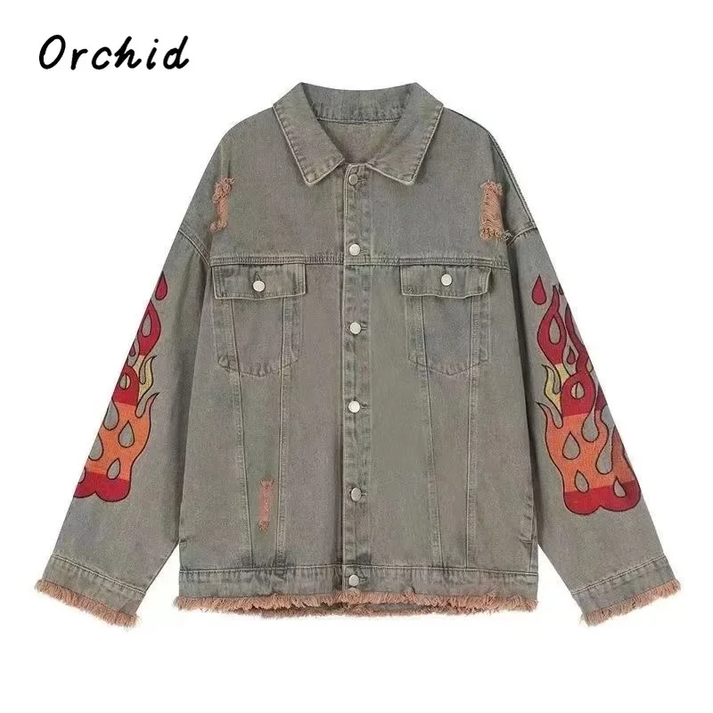 2023 American Trendy Retro Letter Printing Frayed Fringe Trim Washed Denim Jacket Women Single Breasted Coat Harajuku Streetwear
2023 American Trendy Retro Letter Printing Frayed Fringe Trim Washed Denim Jacket Women Single Breasted Coat Harajuku Streetwear