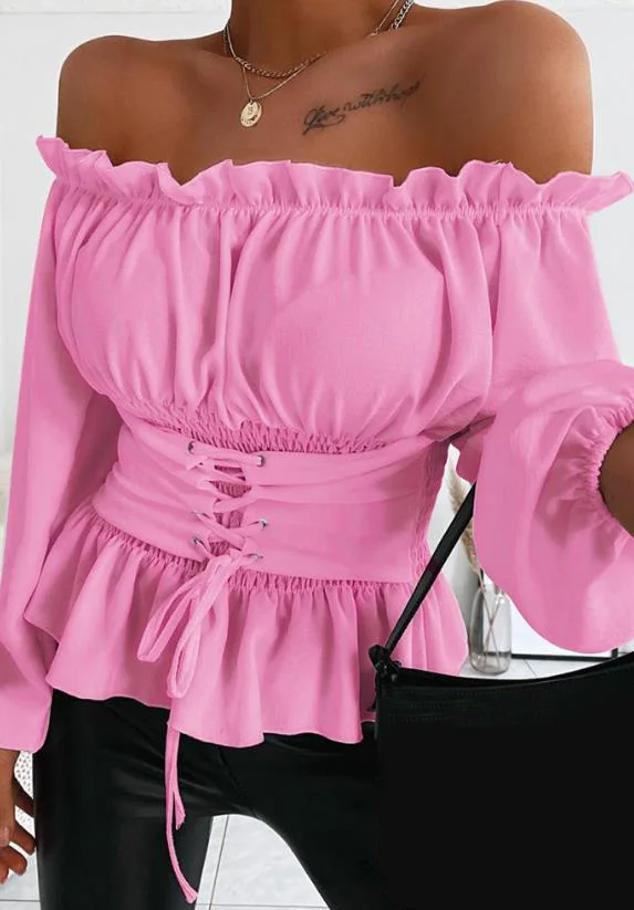 Women's Spring/summer 2023 New Hot Selling Long Sleeve Off Shoulder Lace Up Front Casual Top T-Shirt
Women's Spring/summer 2023 New Hot Selling Long Sleeve Off Shoulder Lace Up Front Casual Top T-Shirt