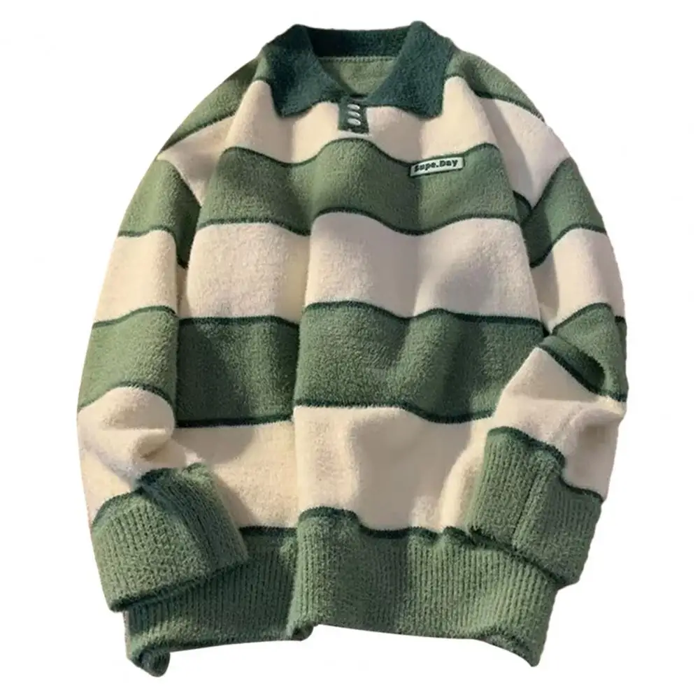 

Мужской свободный свитер, мужские женские зимние свитера, теплые вязаные топы свободного кроя, пуловер в полоску с принтом, одежда для ленивых пар