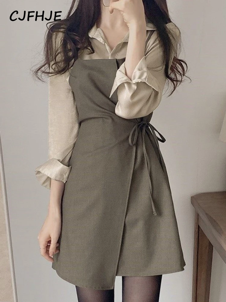 Two 2-Pieces Outfits Suits Autumn Chic Cute Dress Women Long Sleeve Single Breasted Button Shirt Dresses Fenimine Vestidos
Two 2-Pieces Outfits Suits Autumn Chic Cute Dress Women Long Sleeve Single Breasted Button Shirt Dresses Fenimine Vestidos