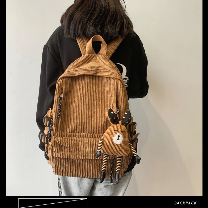 2022 Cute femal Corduroy Backpack Fashion Women backpack Pure Color Stripe Harajuku School Bag Teenage all-match Girl Backpack
2022 Cute femal Corduroy Backpack Fashion Women backpack Pure Color Stripe Harajuku School Bag Teenage all-match Girl Backpack