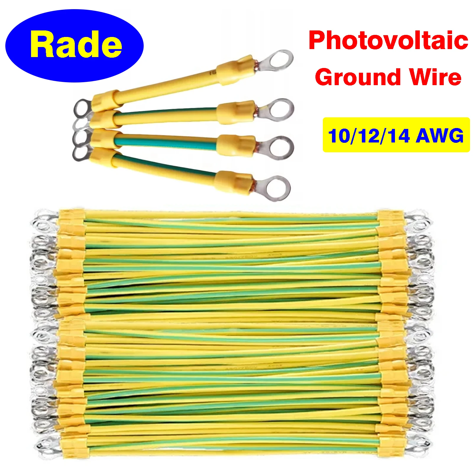 

Solar Photovoltaic PV Panel Grounding Wire 10/12/14 AWG Yellow Green Copper PV Cabinet Bridge Leakage Earth Cable 2.5 4 6 mm2