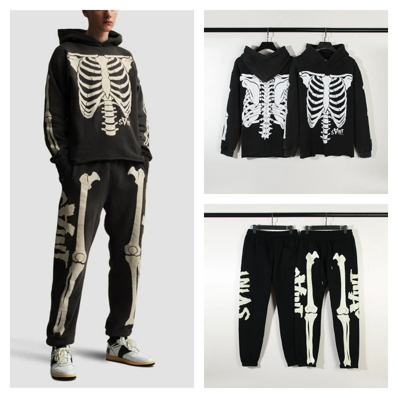 High Street Fashion Brand SAINT Hoodie Washed and Damaged Hooded Sweater Skull Skeleton Printed Men Women Sweatshirt Set Pants
High Street Fashion Brand SAINT Hoodie Washed and Damaged Hooded Sweater Skull Skeleton Printed Men Women Sweatshirt Set Pants