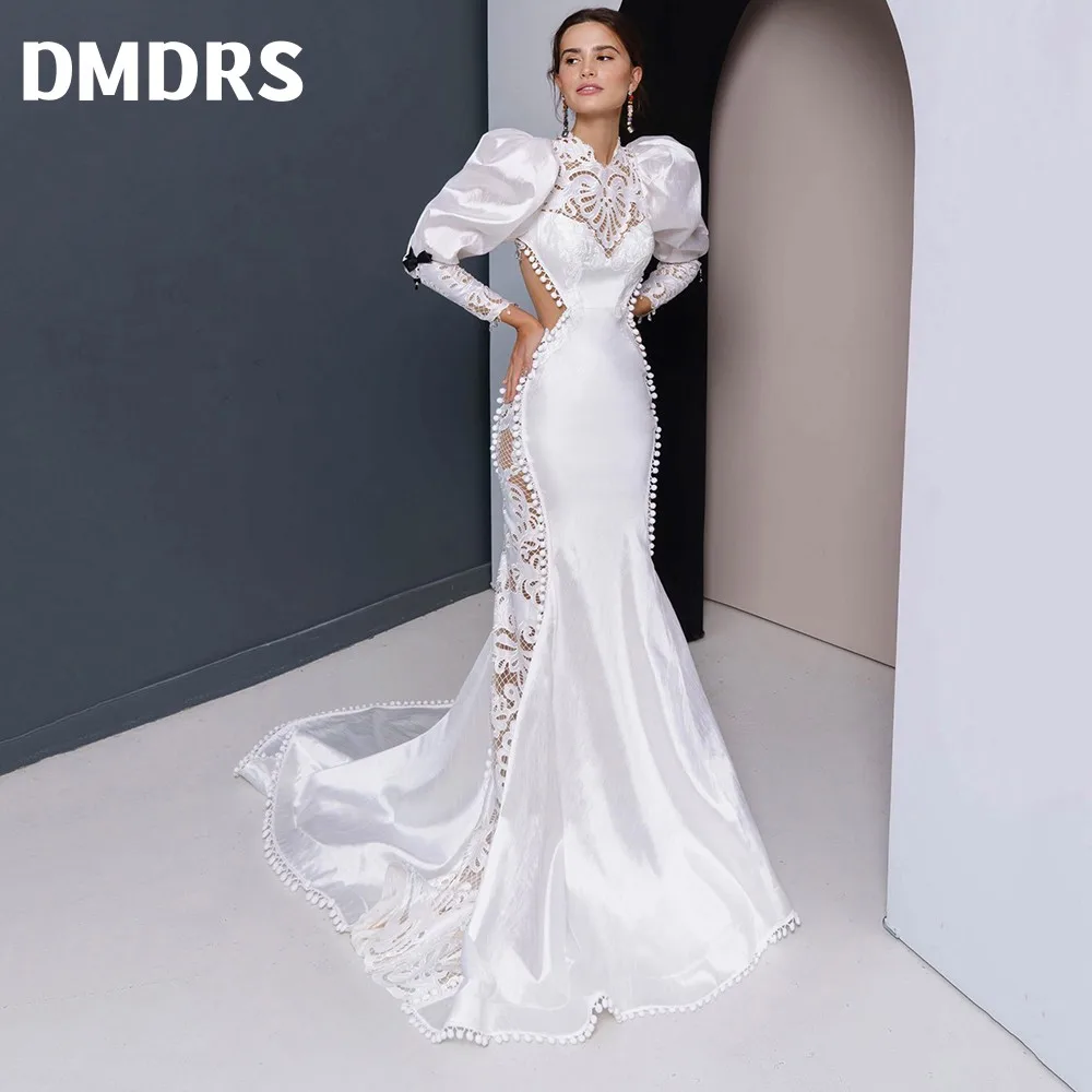 Sexy Mermaid Wedding Dress Backless New Bow Puff-Sleeve Satin Sweep Train Bridal Gowns Robe De Mariage Vestido
Sexy Mermaid Wedding Dress Backless New Bow Puff-Sleeve Satin Sweep Train Bridal Gowns Robe De Mariage Vestido