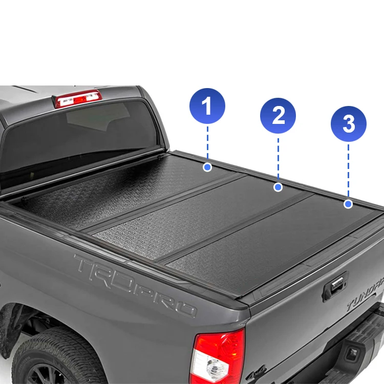 

Factory High Quality Hard Tri Fold Aluminum 4x4 Pickup Truck Bed Cover Tonneau Cover For Toyota Hilux Revo Vigo Tacoma Tundra