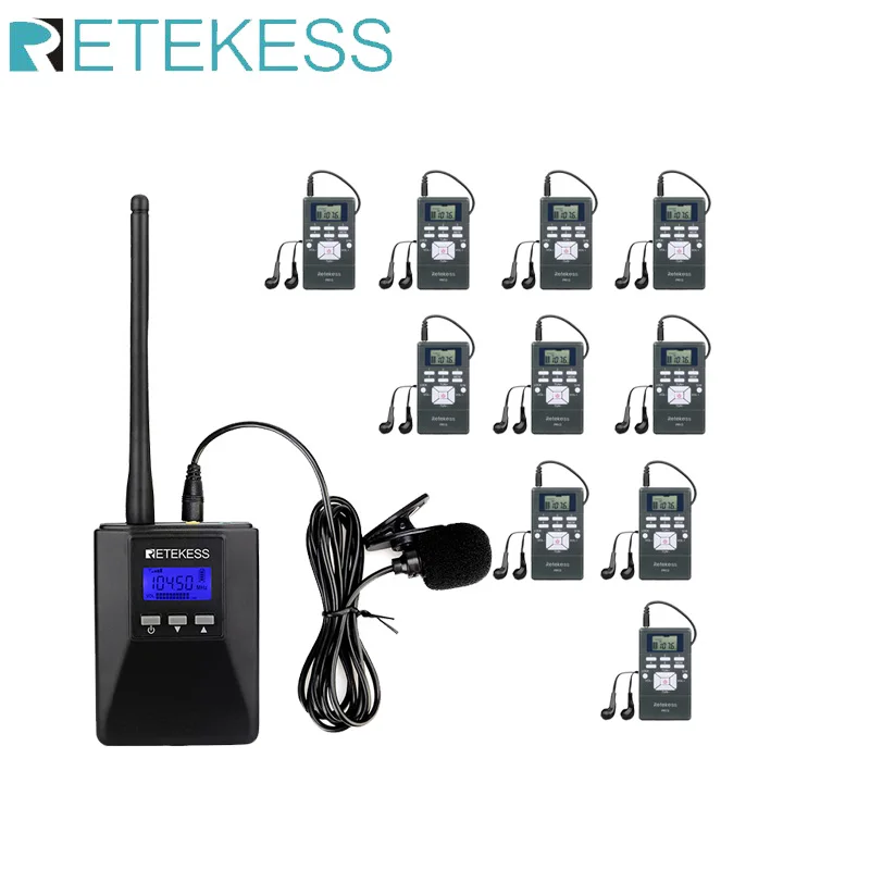 

Retekess TR506 FM Transmitter Wireless Audio Tour Guide System 10pc PR13 FM Radio Receiver For Guide Church Travelling Meeting