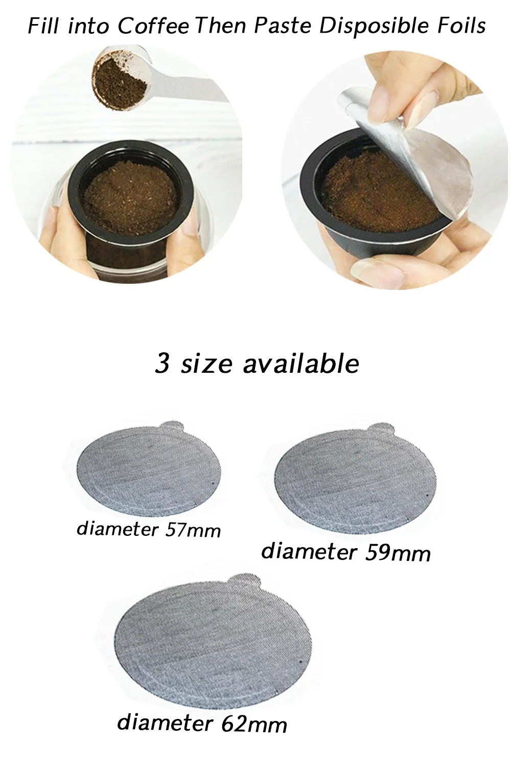 Generic 57/59/62MM Disposible Nespresso Coffee Seals Foils Cream Foam