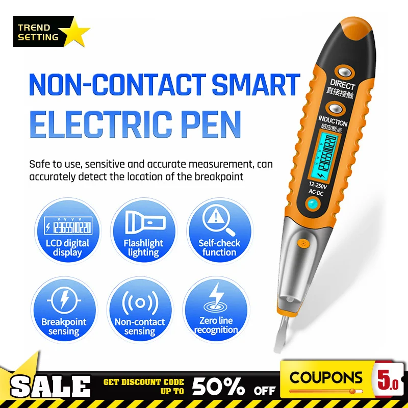 Digital Test Pencil With LCD Display Multifunction AC/DC Voltage Test Pen LED Light Voltage Detector Tester Electric Screwdriver
Digital Test Pencil With LCD Display Multifunction AC/DC Voltage Test Pen LED Light Voltage Detector Tester Electric Screwdriver