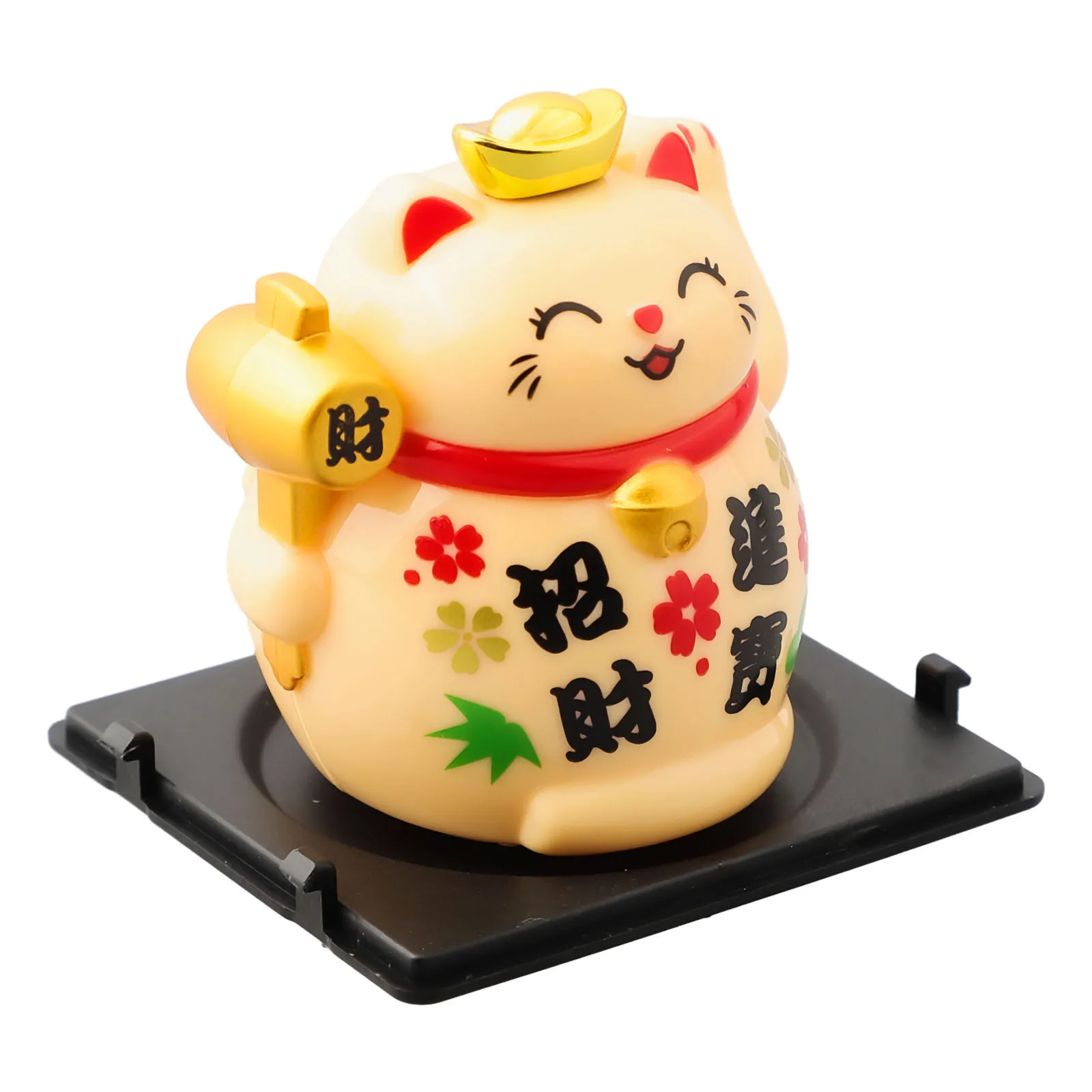 

Mini Lucky Cat Ornament Solar Powered Automatic Lucky Cat Car Decoration New Store Opening Gift Welcome Waving Cat Sculpture