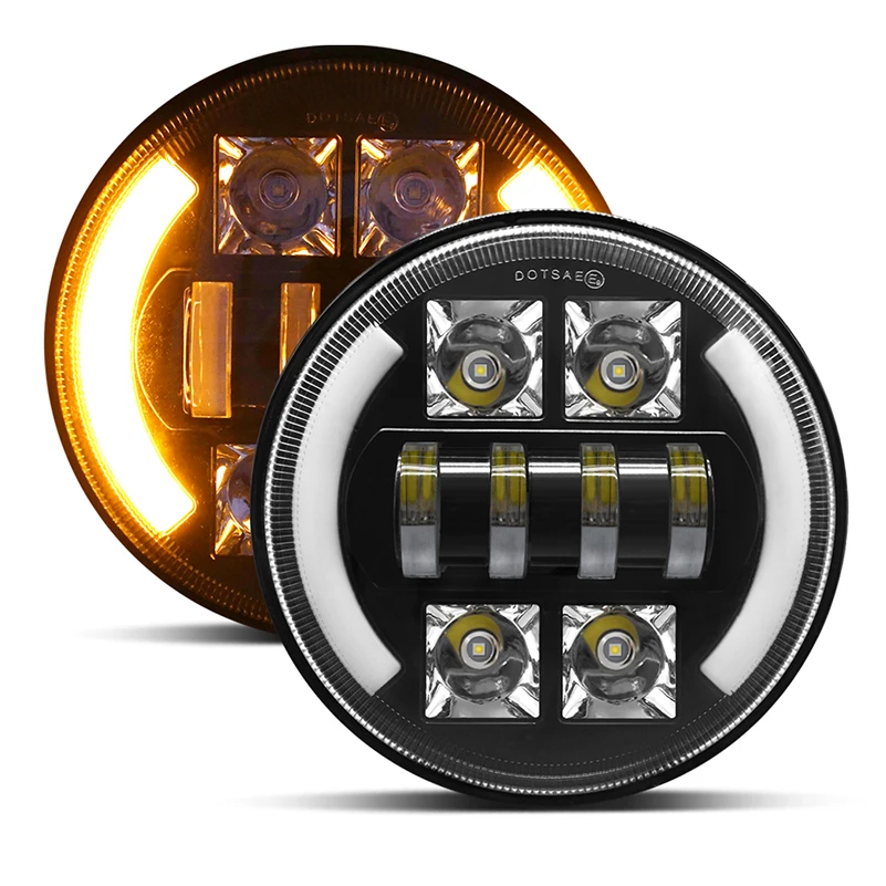 

1 пара 7 ''светодиодные фары DRL дальний ближний свет круглые автомобильные ходовые огни для Jeep Lada Niva 4x4 7 дюймов для Land Rover Defender