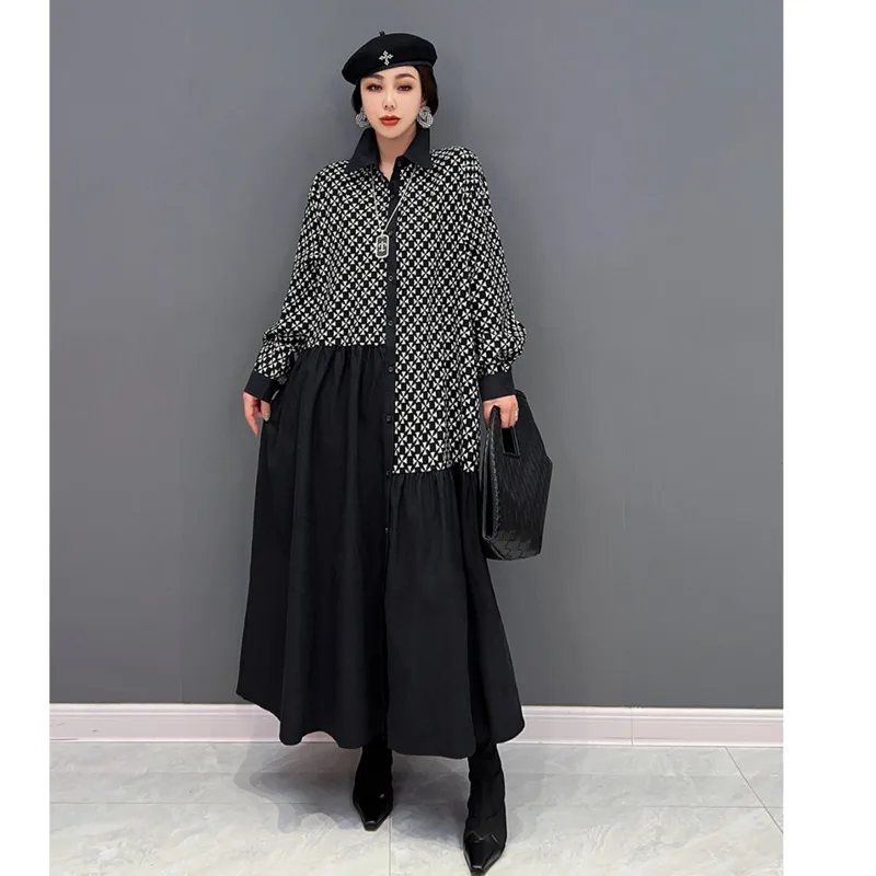 2023 Spring Autumn Lapel Dress Loose Mid-length Printing Color Temperament Dress
2023 Spring Autumn Lapel Dress Loose Mid-length Printing Color Temperament Dress