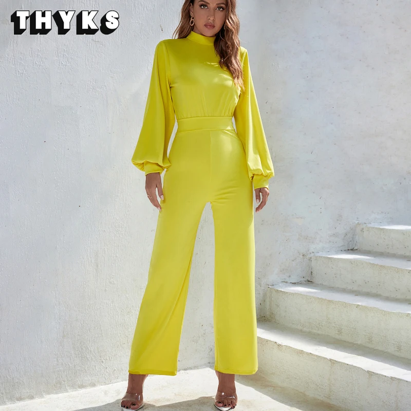 Women's Commuter Sexy Wide Leg Pants Summer Women's Solid Color High Neck Open Back Long Sleeve Casual One-piece Trousers 
Women's Commuter Sexy Wide Leg Pants Summer Women's Solid Color High Neck Open Back Long Sleeve Casual One-piece Trousers