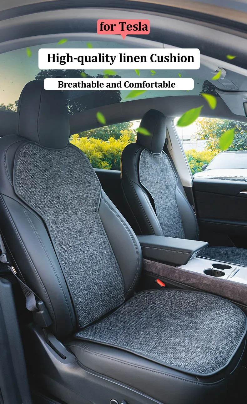 for Tesla Model 3 Y 2023 Breathable Linen Seat Cushion Backrest Protector Cover Model Y 2024 Summer Winter Interior Accessories 7 Sc72a92a70ad542bfa3ae19072cf08417F