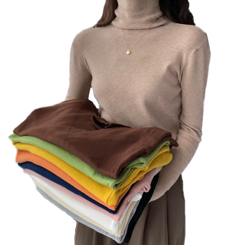 2022 Spring Autumn Women Pullover Female Knitted Sweaters Solid Concise Turtleneck Elasticity Elegant Office Lady Casual Tops
2022 Spring Autumn Women Pullover Female Knitted Sweaters Solid Concise Turtleneck Elasticity Elegant Office Lady Casual Tops