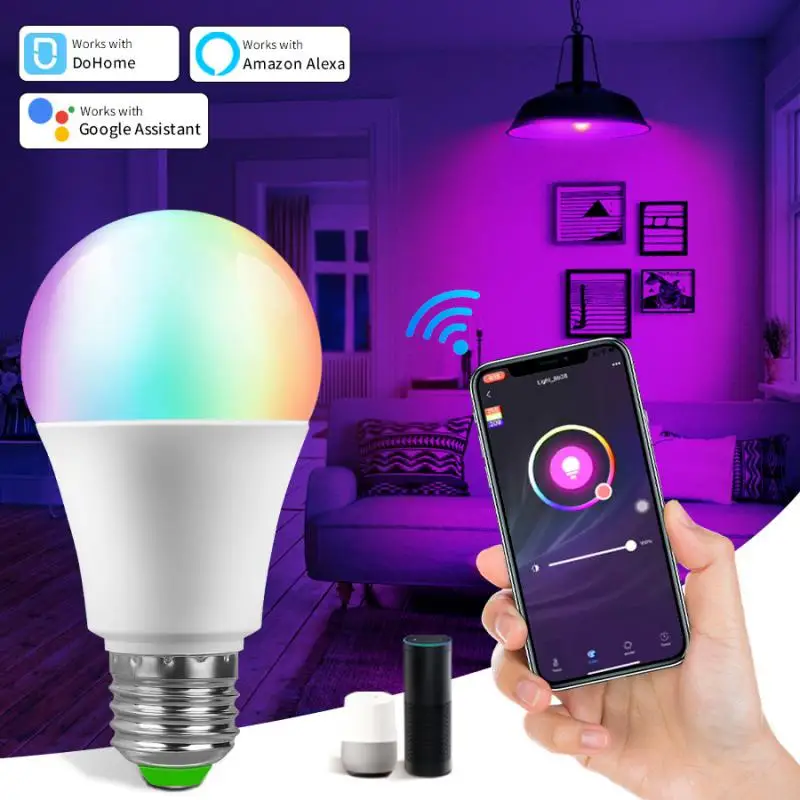 

Alexa Lamp Smart LED Bulb 12W WiFi Light RGB E27 Homekit Dohome 110V 220V Google Home Assistant Voice Control Dimmable