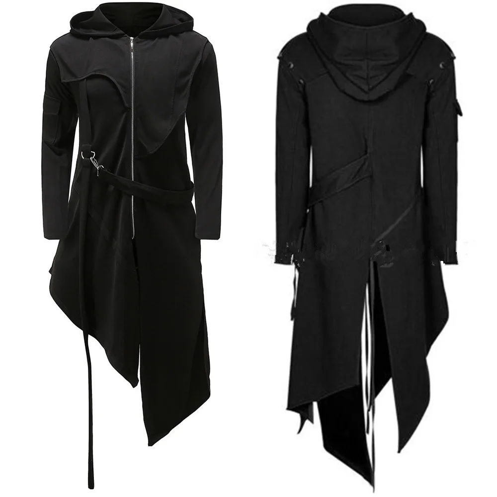 Fashion Men 2022 Black Retro Long Sleeve Zip Medieval Irregular Hem Hooded Jacket Gothic Coat Costume Halloween Praty Outwear
Fashion Men 2022 Black Retro Long Sleeve Zip Medieval Irregular Hem Hooded Jacket Gothic Coat Costume Halloween Praty Outwear