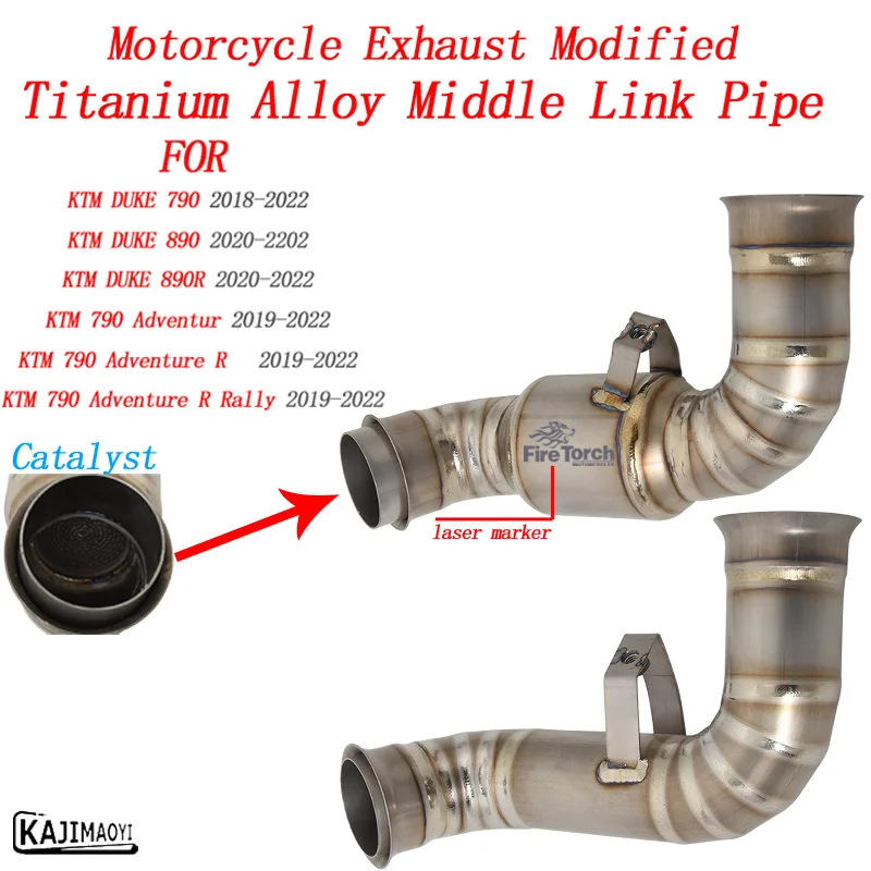 

Motorcycle Moto Exhaust Escape Modify Titanium Alloy Mid Link Pipe Slip On For KTM DUKE 790 Adventur R Rally KTM DUKE 890 890R