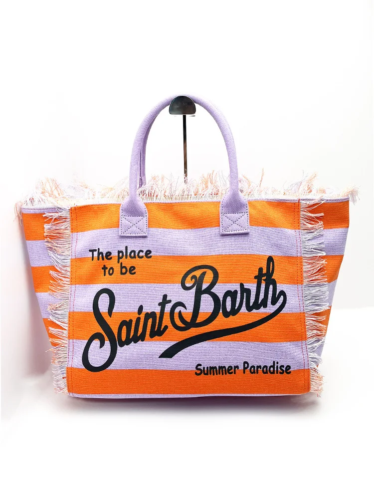 SAINT BARTH European & American Striped Canvas Tote Bag 1 Sc72c6d3b568040b18b0feea37aaaf477L