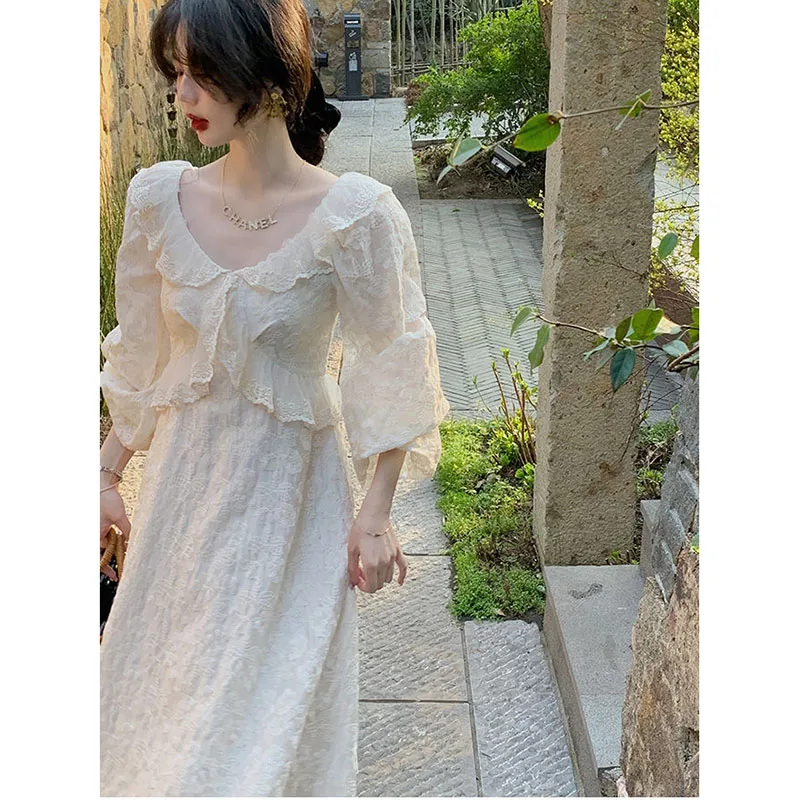 2023Elegant Vintage Lace Fairy Dress lWomen Autumn Sweet Rufffle Long Sleeve Party Dress Female Casual Korean Embroidery Dresses
2023Elegant Vintage Lace Fairy Dress lWomen Autumn Sweet Rufffle Long Sleeve Party Dress Female Casual Korean Embroidery Dresses
