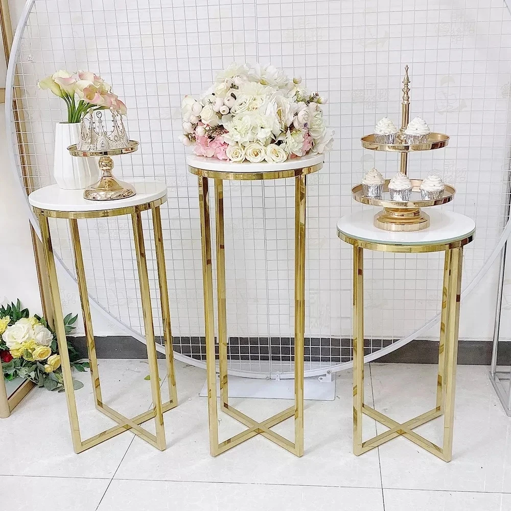 

3PCSNew Wedding Flower Stand Road Guide High And Low Window Display Stand European-Style Metal Small Bar Wedding Home Decoration