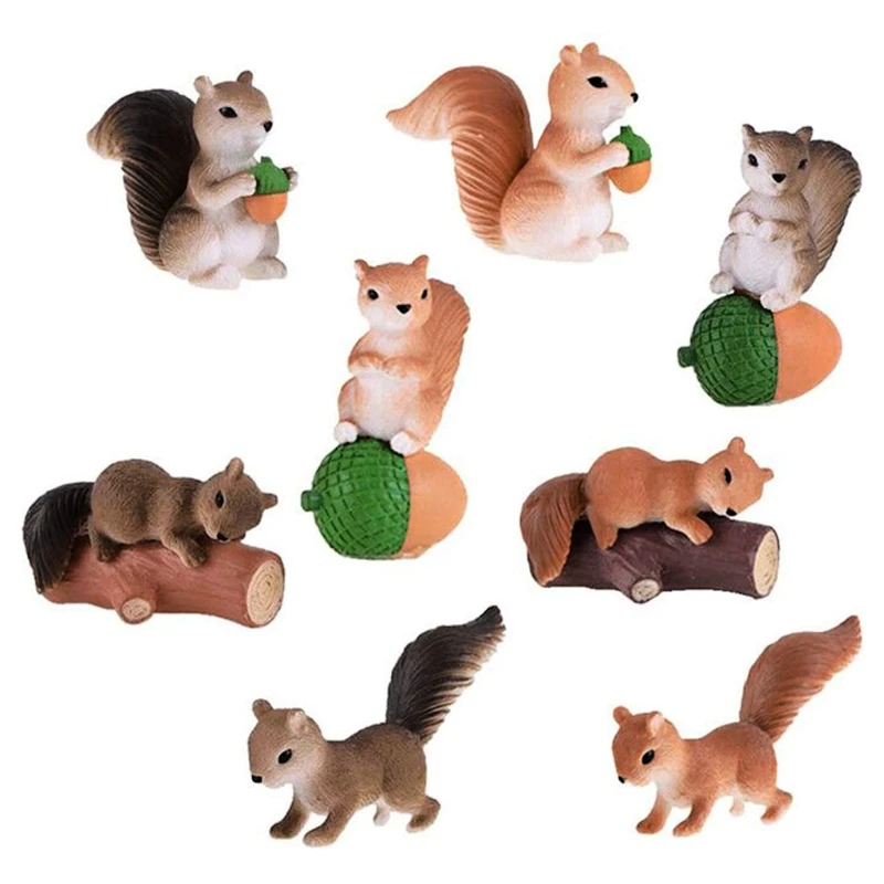 

8Pcs Mini Miniature Figurines Animals Model Fairy Garden Decoration Moss Landscape Bonsai Cake Ornament Dropship