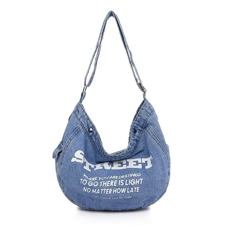 Denim Tote Bag for Women 2023 Fashion Letter Printed School Student Shoulder Bag Blue Large Capacity Shopper Female Handbag
Denim Tote Bag for Women 2023 Fashion Letter Printed School Student Shoulder Bag Blue Large Capacity Shopper Female Handbag