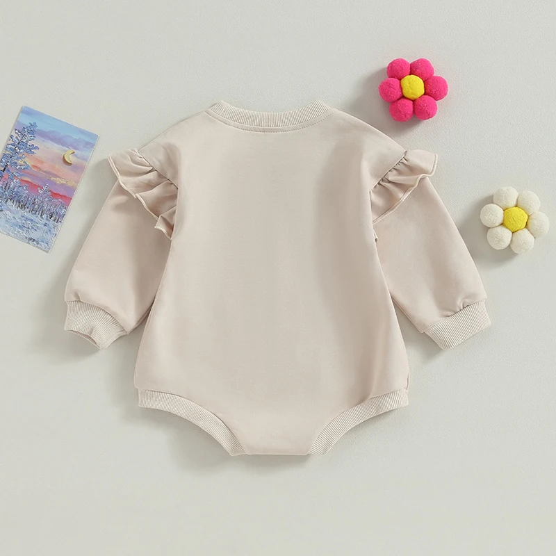 

Newborn Baby Girl Clothes Long Sleeve Romper Crewneck Sweatshirt Oversized Ruffle Bodysuit infant Clothes 0-18M