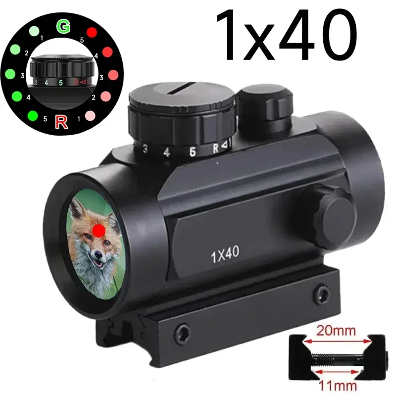 Tactical 1x40 Telescope Reflex Red Green Dot Hunting Sight Riflescope with Free 11mm & 20mm Mount Rails
Tactical 1x40 Telescope Reflex Red Green Dot Hunting Sight Riflescope with Free 11mm & 20mm Mount Rails