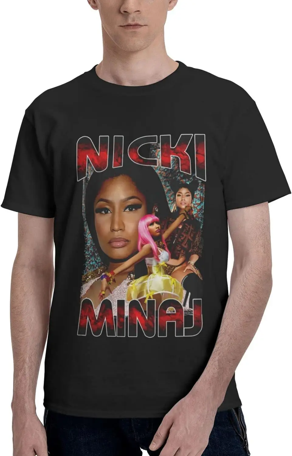 

Nicki Rapper Singer Minaj Band Men's T Shirt Cotton Graphic Short Sleeve Clothing X-Large Black