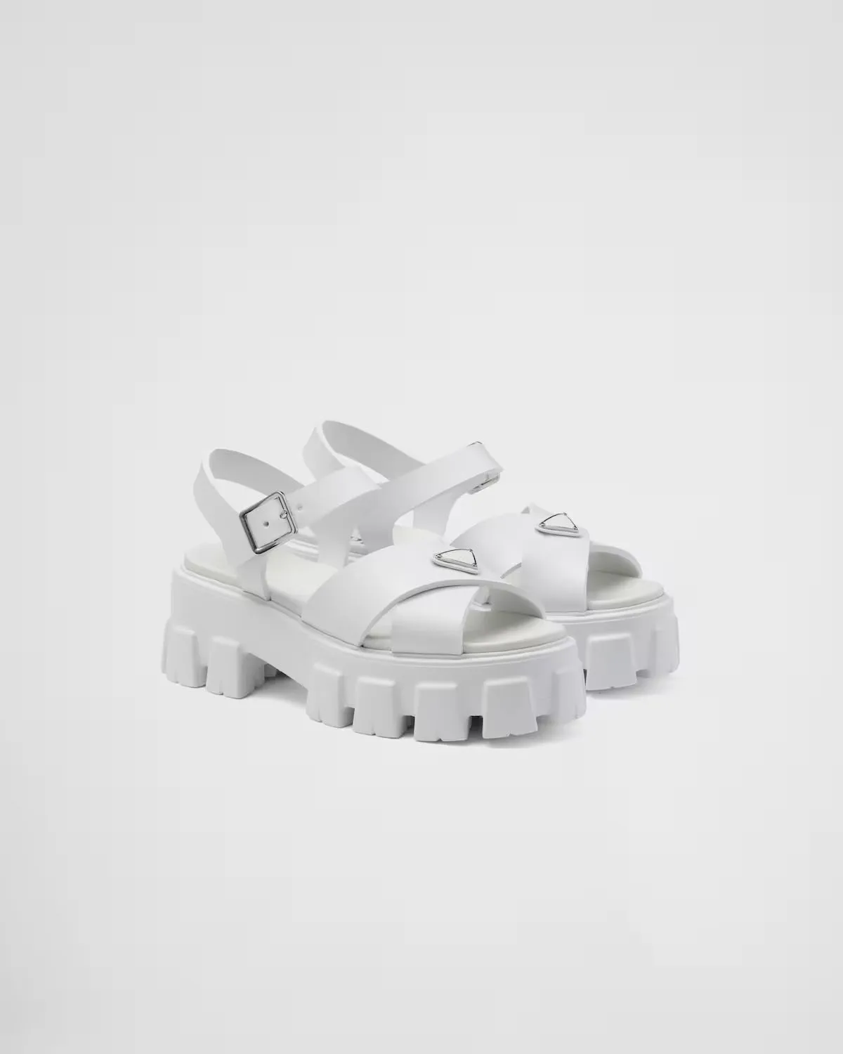 

Rubber Sandals Sporty 55 Mm Chunky Lug Sole Crisscross Ankle-strap Metal Buckle Logo