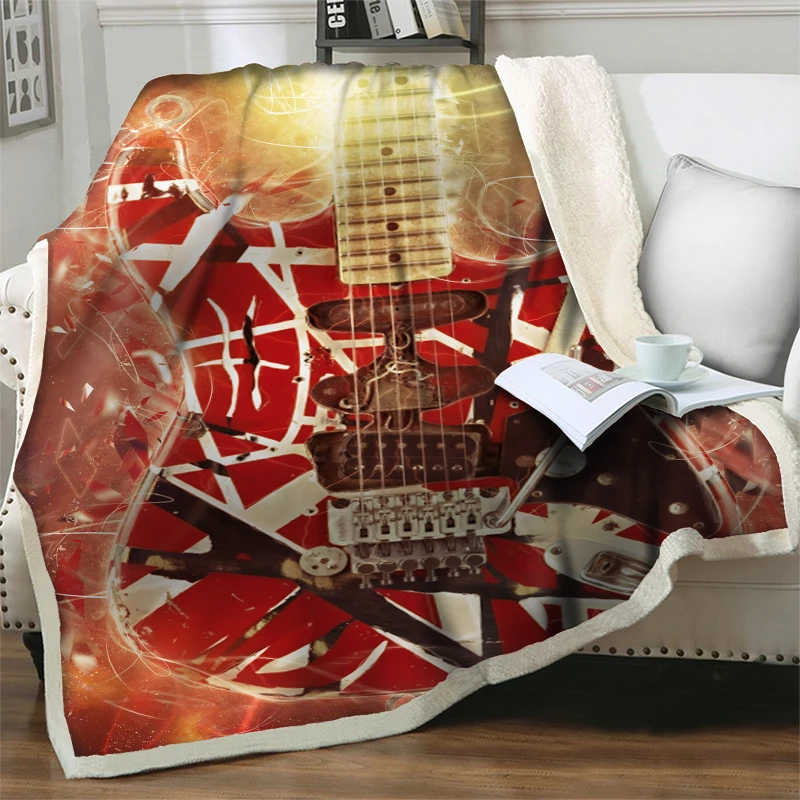 

Gorgeous Guitar 3D Fleece Throw Blanket Thicken Warm Soft Flannel Sherpa Blankets For Beds Sofa Bedspread easy wash quilts cover